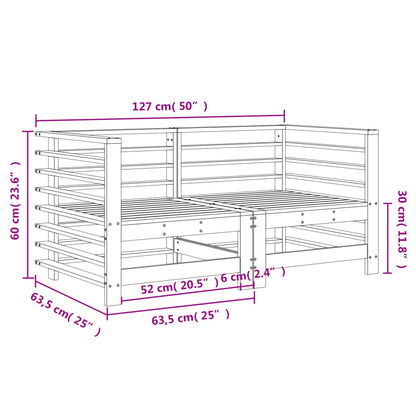 Sofás de canto para jardim 2 pcs madeira de pinho maciça cinza