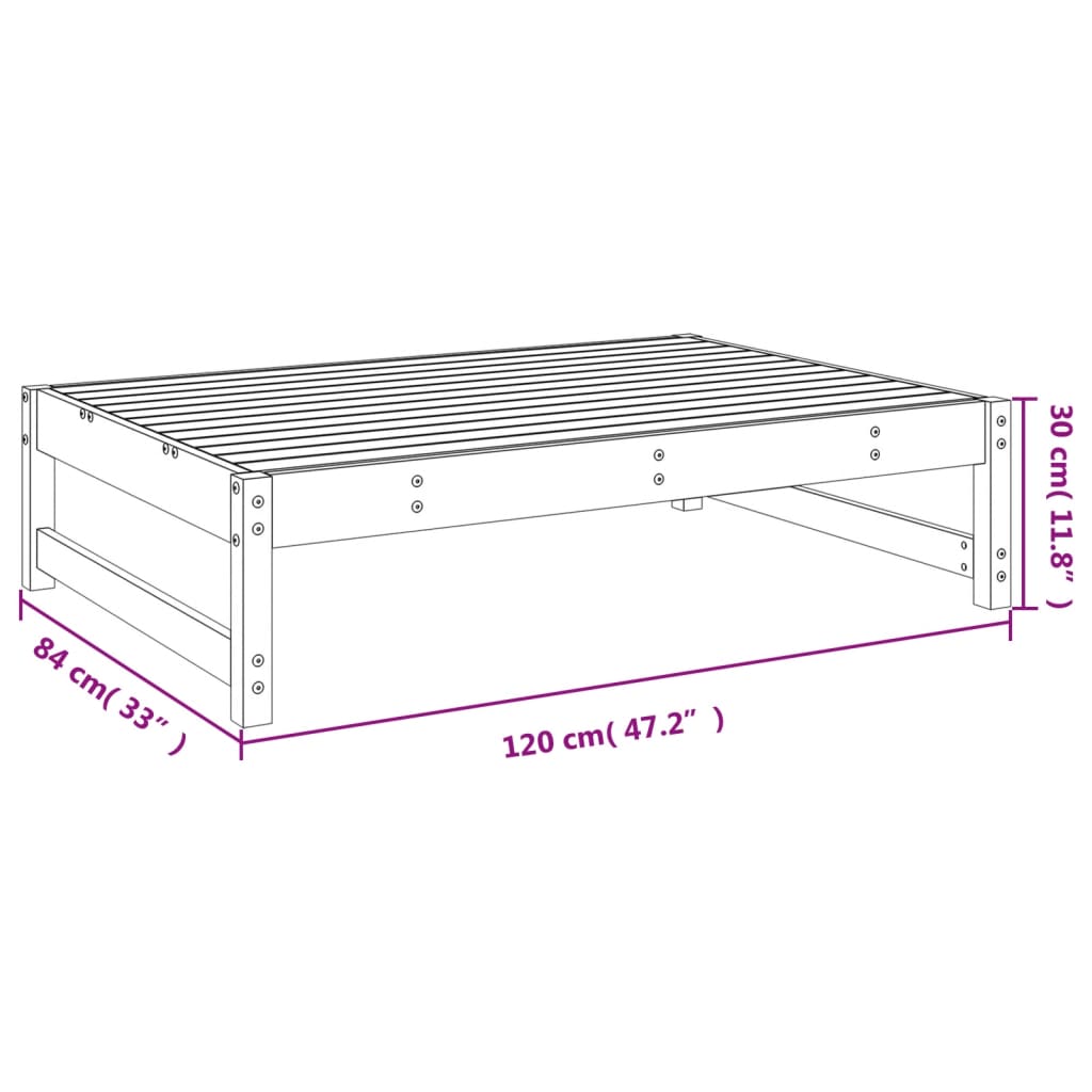 Apoio de pés para jardim 120x80 cm pinho maciço branco