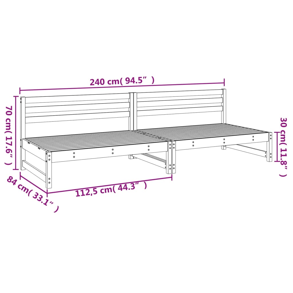 Sofás de centro jardim 2 pcs 120x80cm pinho maciço castanho-mel