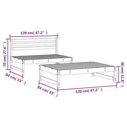 2 pcs conjunto lounge de jardim madeira de pinho maciça