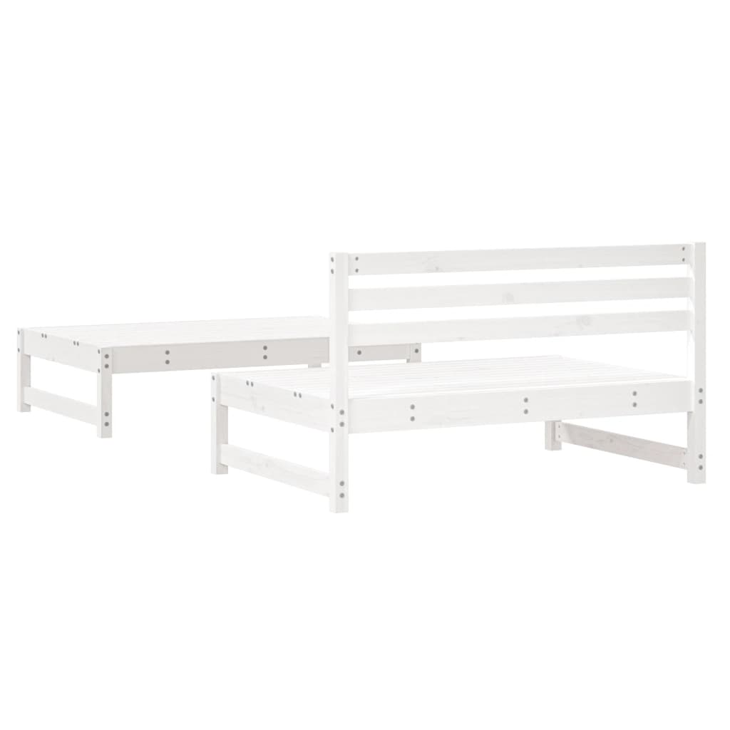 2 pcs conjunto lounge de jardim madeira de pinho maciça branco