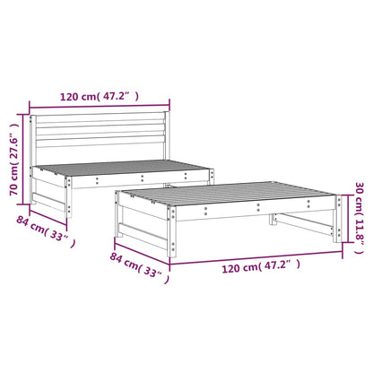 2 pcs conjunto lounge de jardim madeira de pinho maciça branco