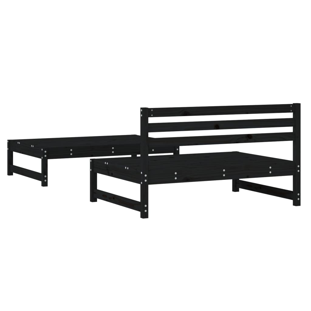 2 pcs conjunto lounge de jardim madeira de pinho maciça preto