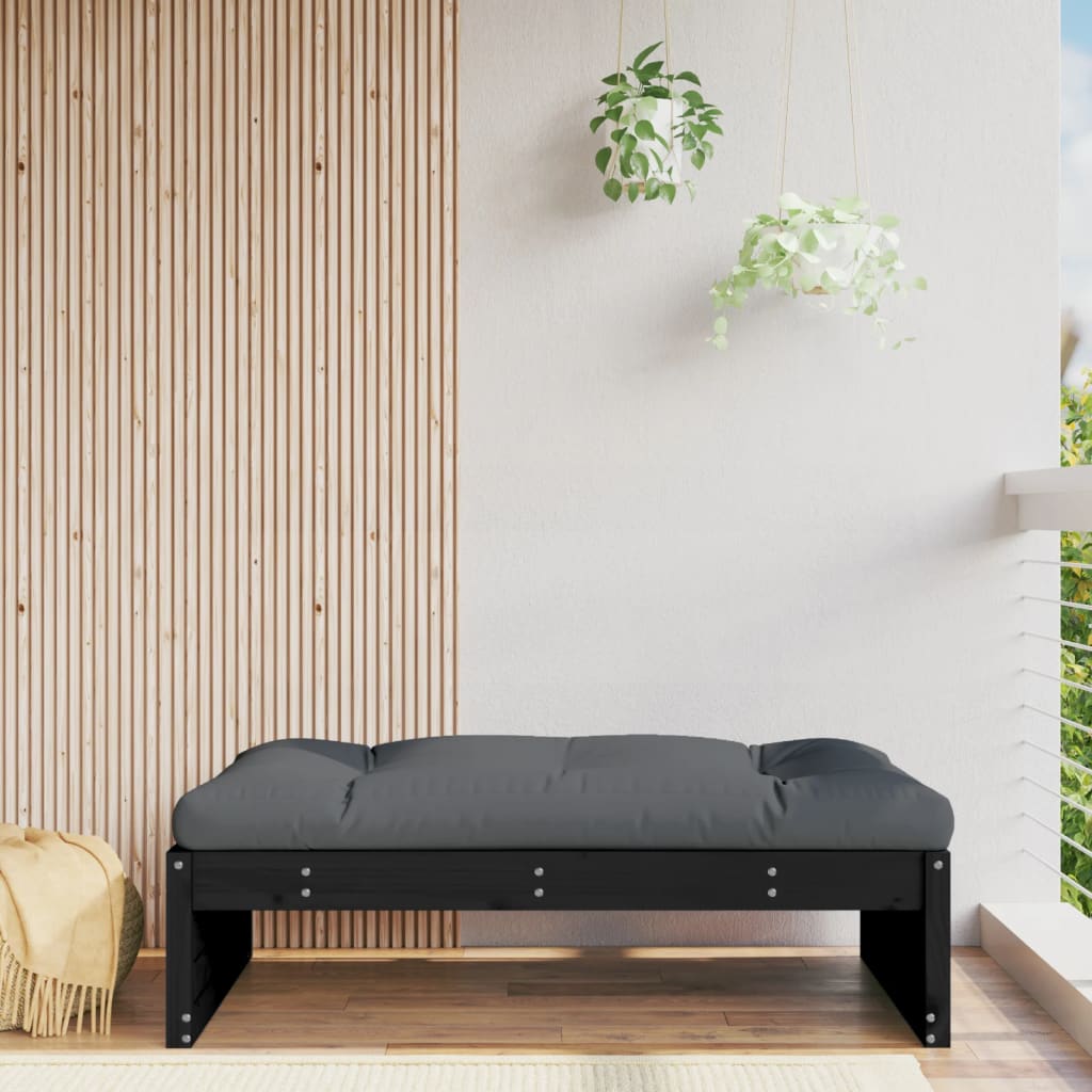 Apoio de pés para jardim 120x80 cm pinho maciço preto