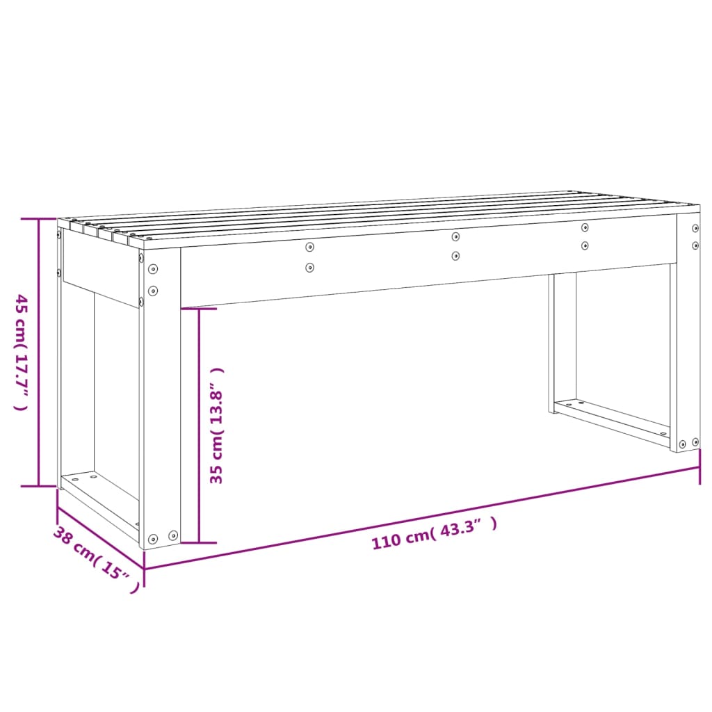 Banco de jardim 110x38x45 cm pinho maciço castanho-mel