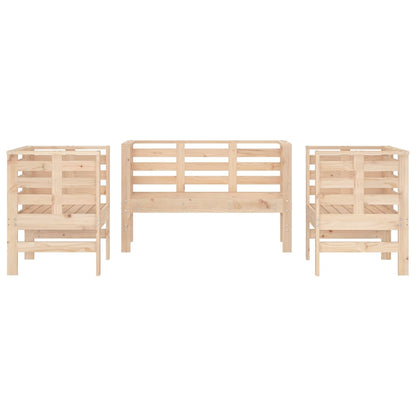 3 pcs conjunto lounge de jardim madeira de pinho maciça