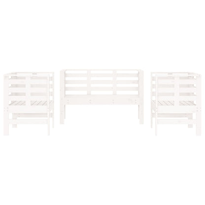 3 pcs conjunto lounge de jardim madeira de pinho maciça branco