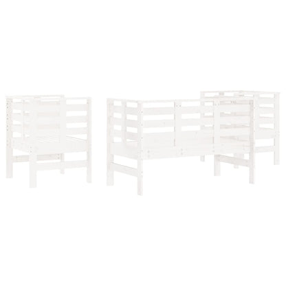 3 pcs conjunto lounge de jardim madeira de pinho maciça branco