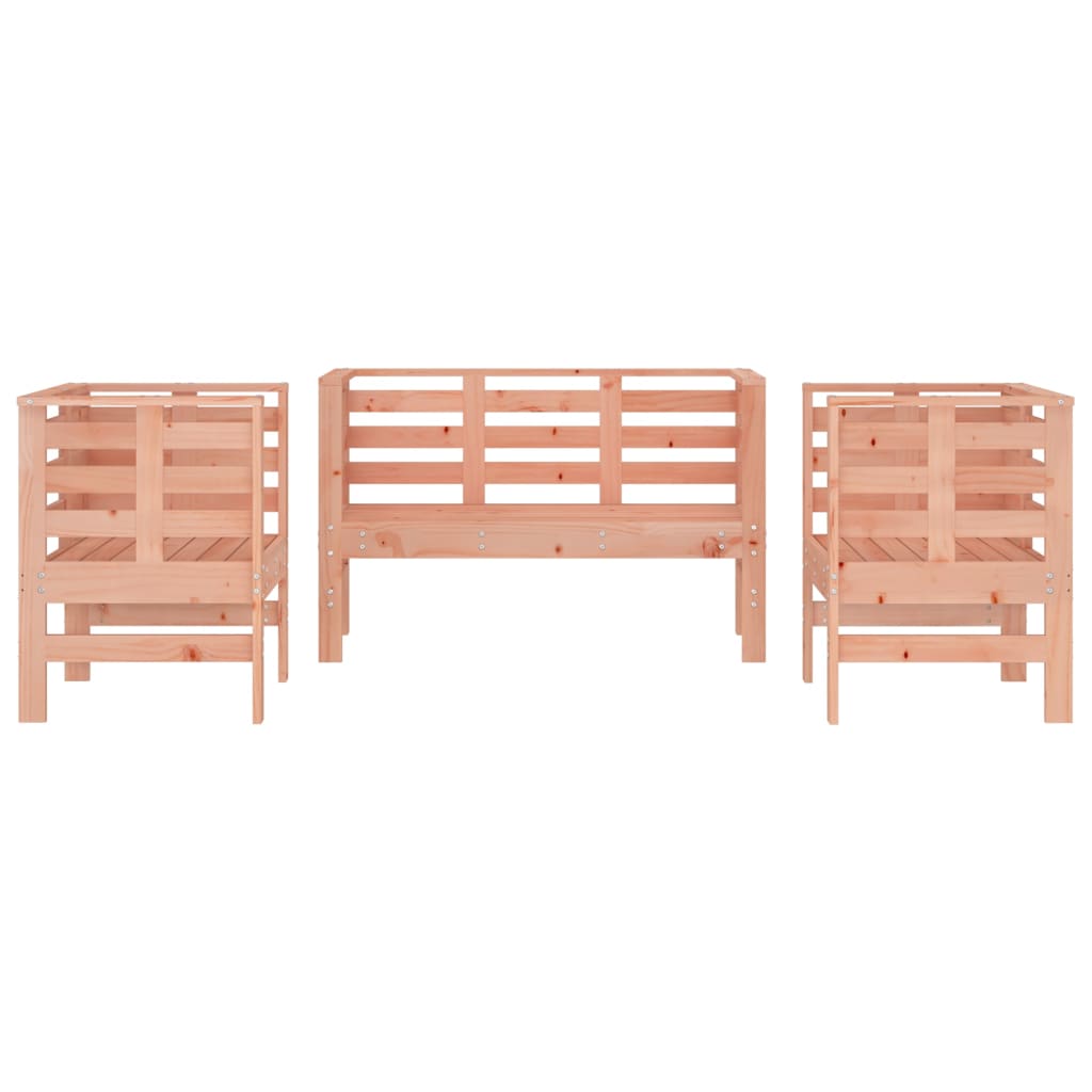 3 pcs conjunto lounge de jardim madeira de douglas maciça