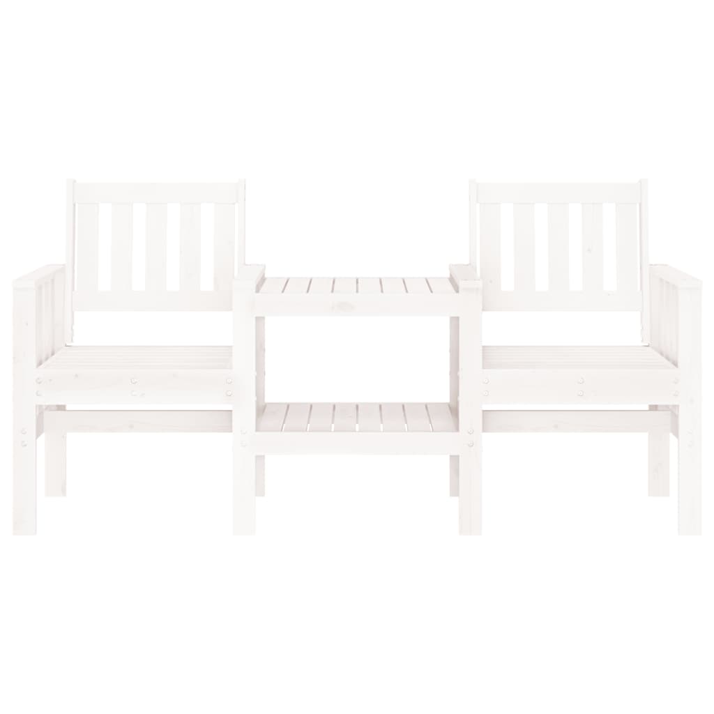 Banco de jardim 2 lugares com mesa pinho maciço branco