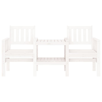 Banco de jardim 2 lugares com mesa pinho maciço branco