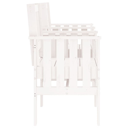 Banco de jardim 2 lugares com mesa pinho maciço branco