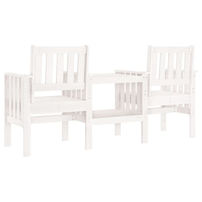 Banco de jardim 2 lugares com mesa pinho maciço branco