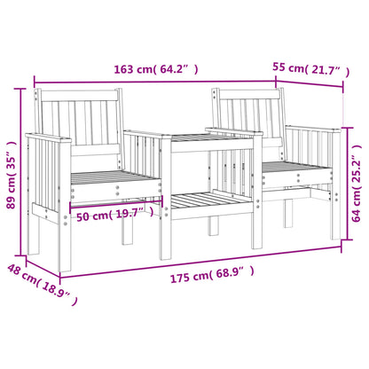 Banco de jardim 2 lugares com mesa pinho maciço branco