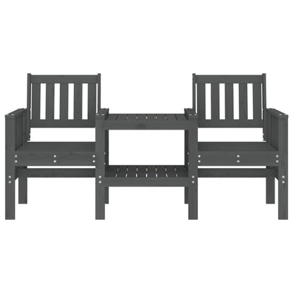 Banco de jardim 2 lugares com mesa pinho maciço cinzento