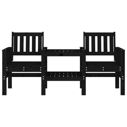 Banco de jardim 2 lugares com mesa pinho maciço preto