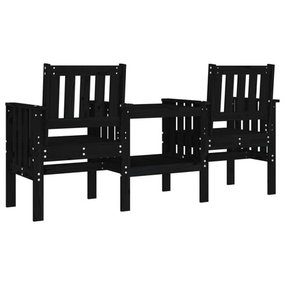 Banco de jardim 2 lugares com mesa pinho maciço preto