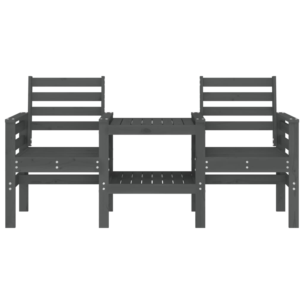 Banco de jardim 2 lugares com mesa pinho maciço cinzento