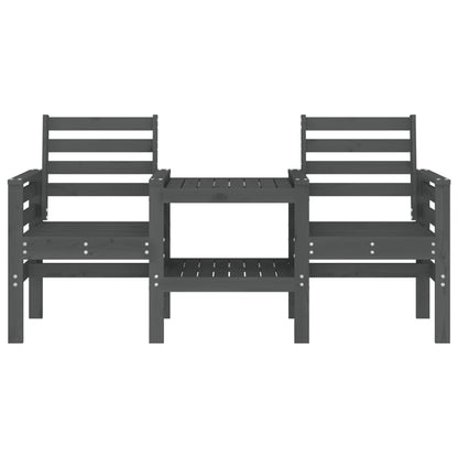 Banco de jardim 2 lugares com mesa pinho maciço cinzento