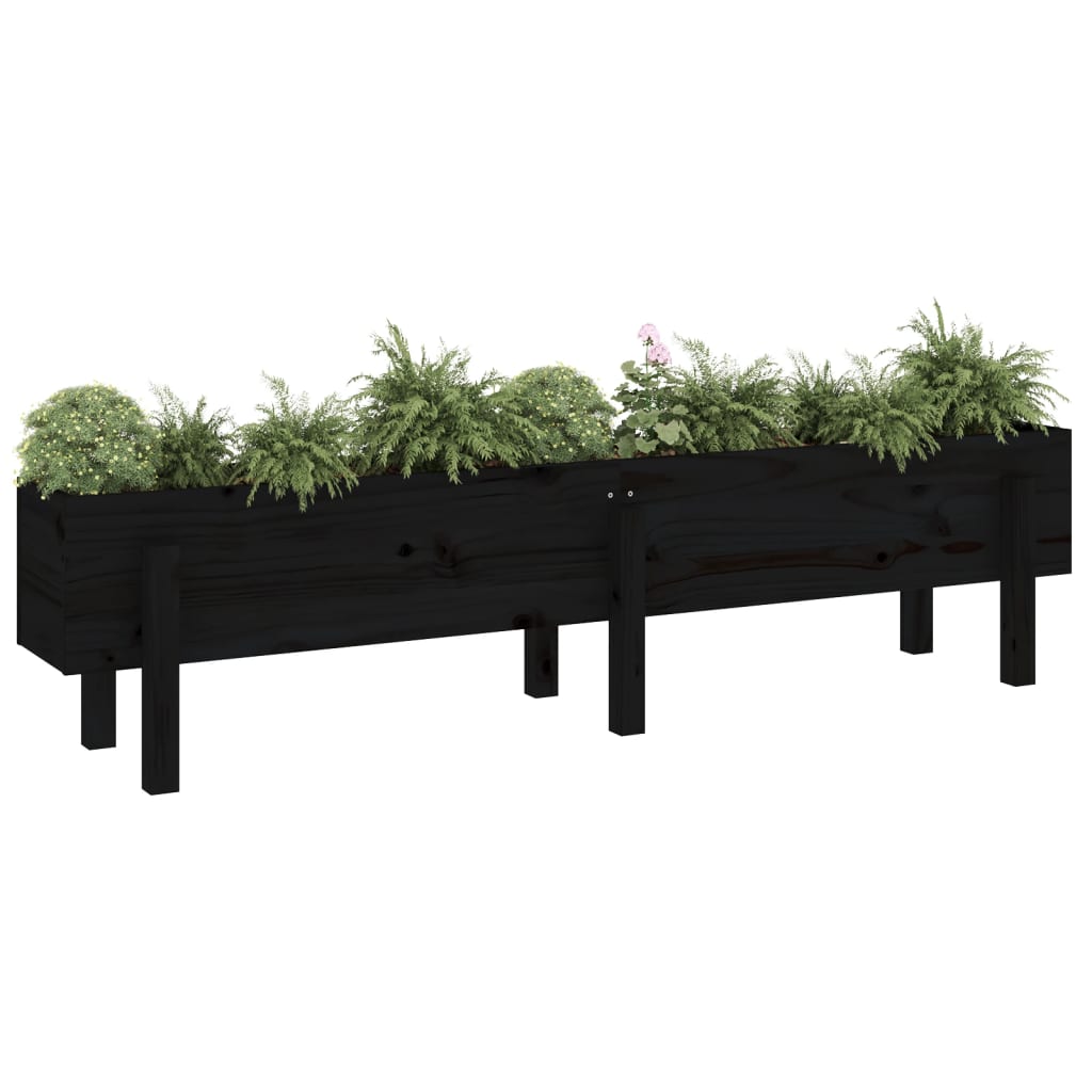 Canteiro elevado de jardim 160x30x38 cm pinho maciço preto