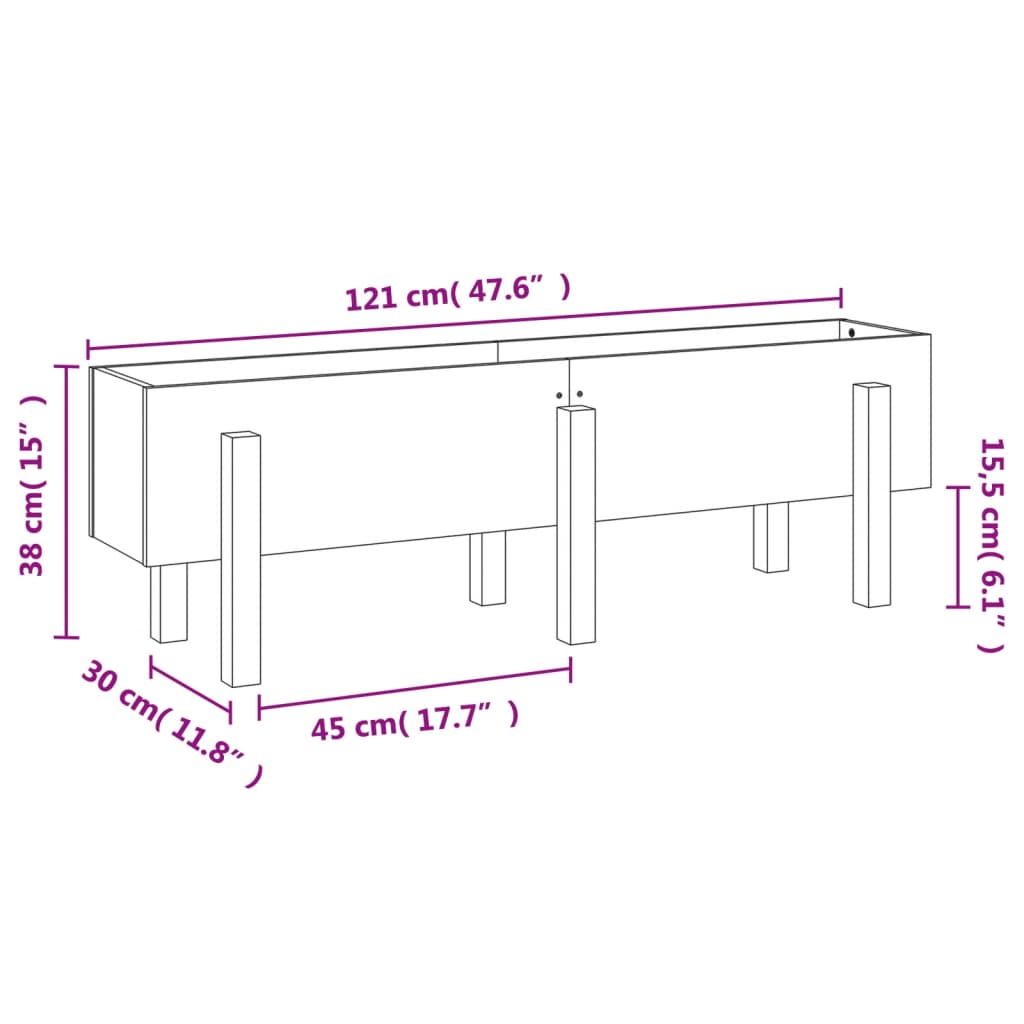 Canteiro elevado de jardim 121x30x38 cm pinho maciço branco