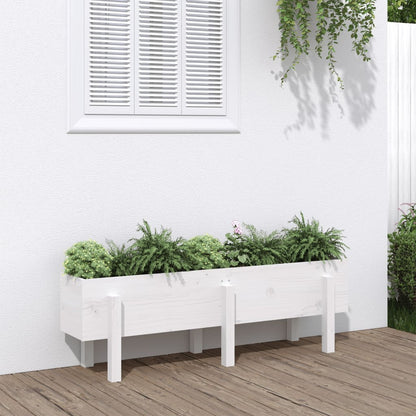 Canteiro elevado de jardim 121x30x38 cm pinho maciço branco