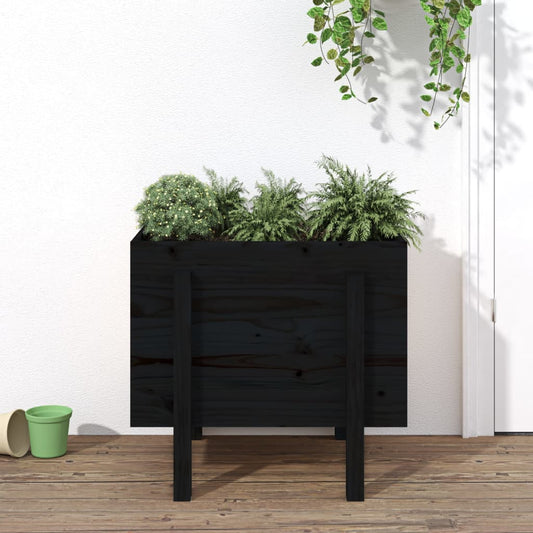 Vaso/floreira de jardim 62x50x57 cm pinho maciço preto