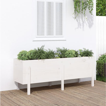 Canteiro elevado de jardim 160x50x57 cm pinho maciço branco