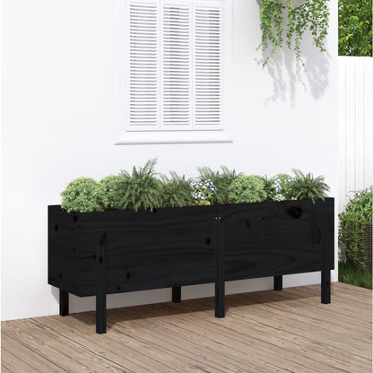 Canteiro elevado de jardim 160x50x57 cm pinho maciço preto