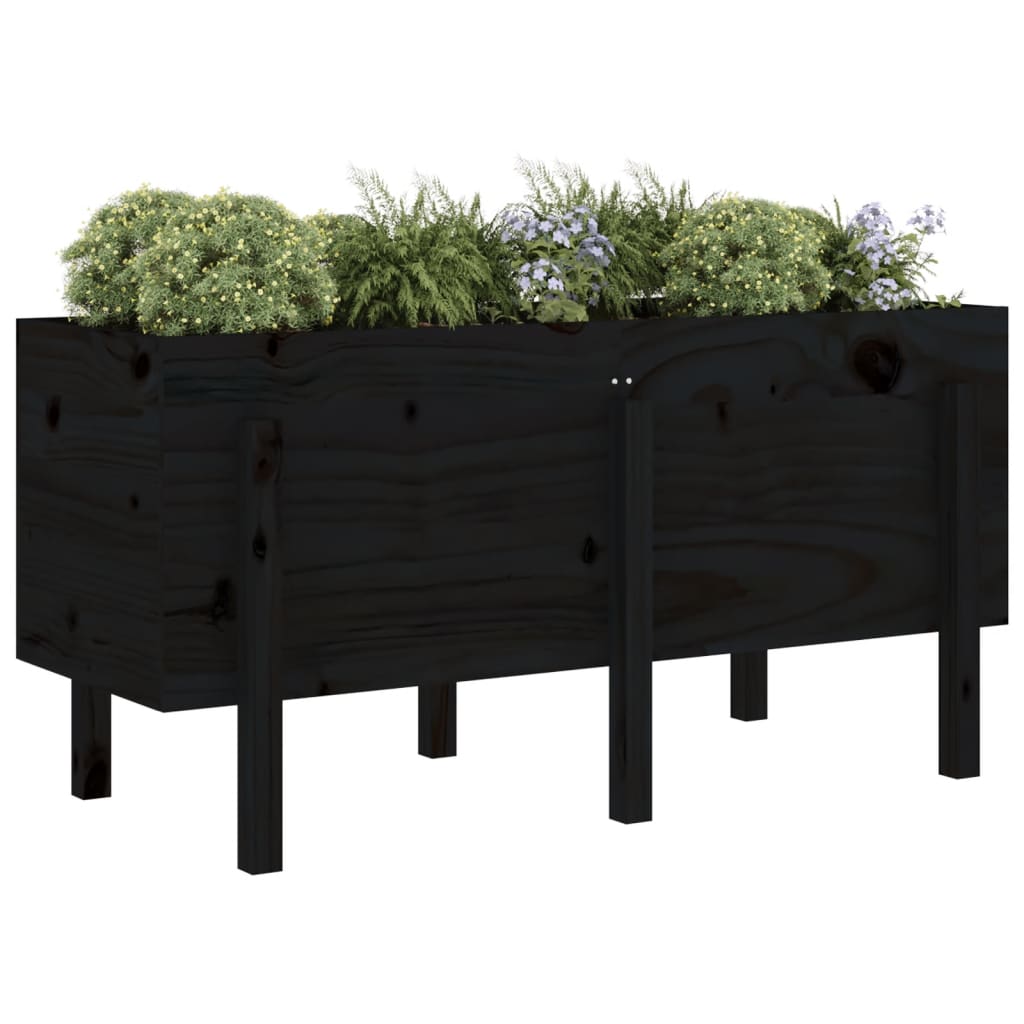 Canteiro elevado de jardim 121x50x57 cm pinho maciço preto