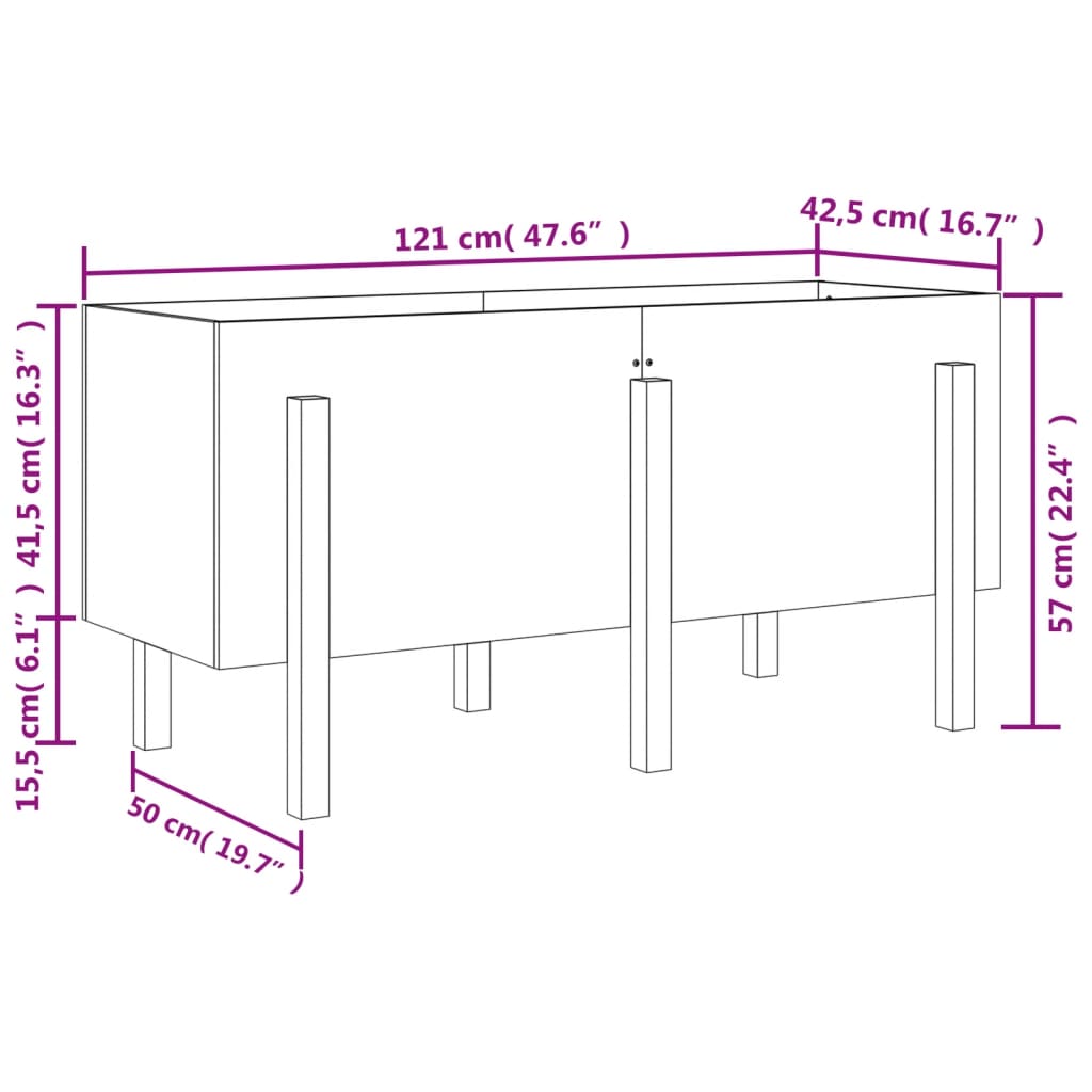 Canteiro elevado de jardim 121x50x57 cm pinho maciço preto