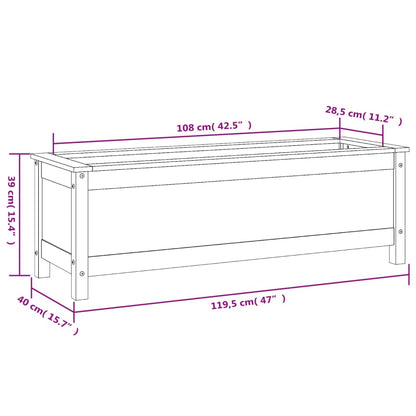 Canteiro elevado de jardim 119,5x40x39 cm pinho maciço branco