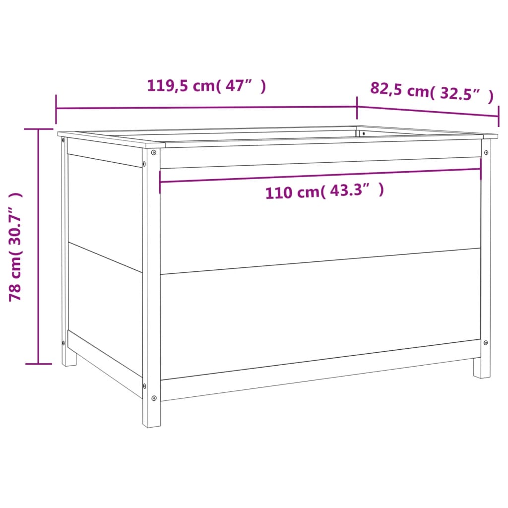 Canteiro elevado de jardim 119,5x82,5x78 cm pinho maciço