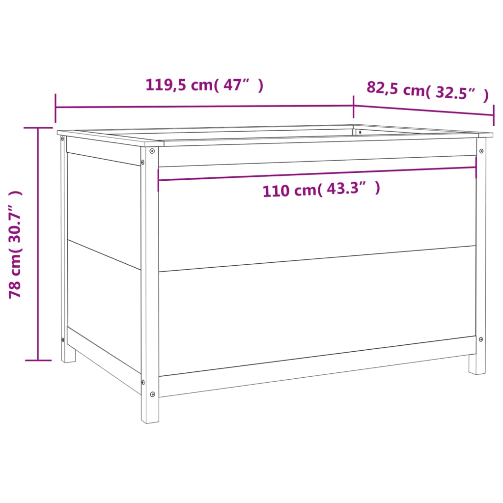 Canteiro elevado de jardim 119,5x82,5x78 cm pinho maciço branco