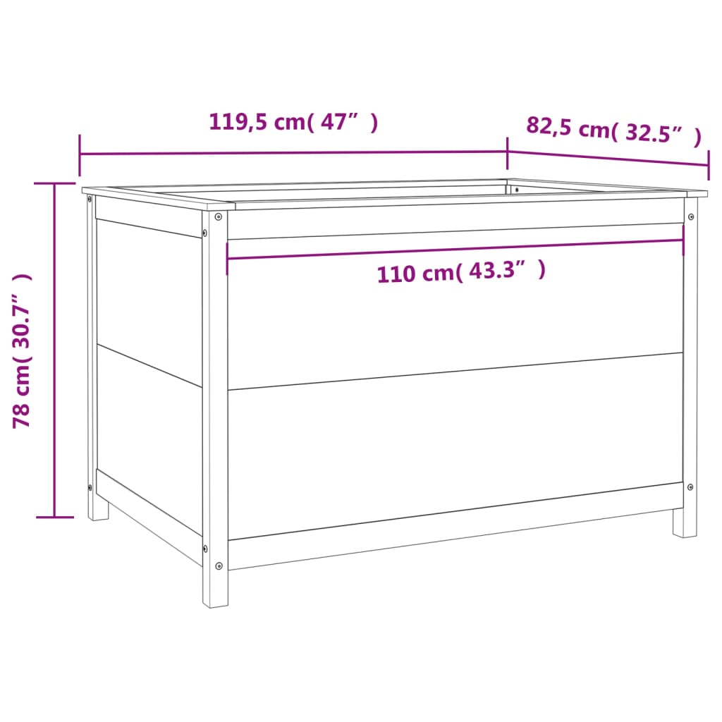 Canteiro elevado de jardim 119,5x82,5x78 cm pinho maciço cinza