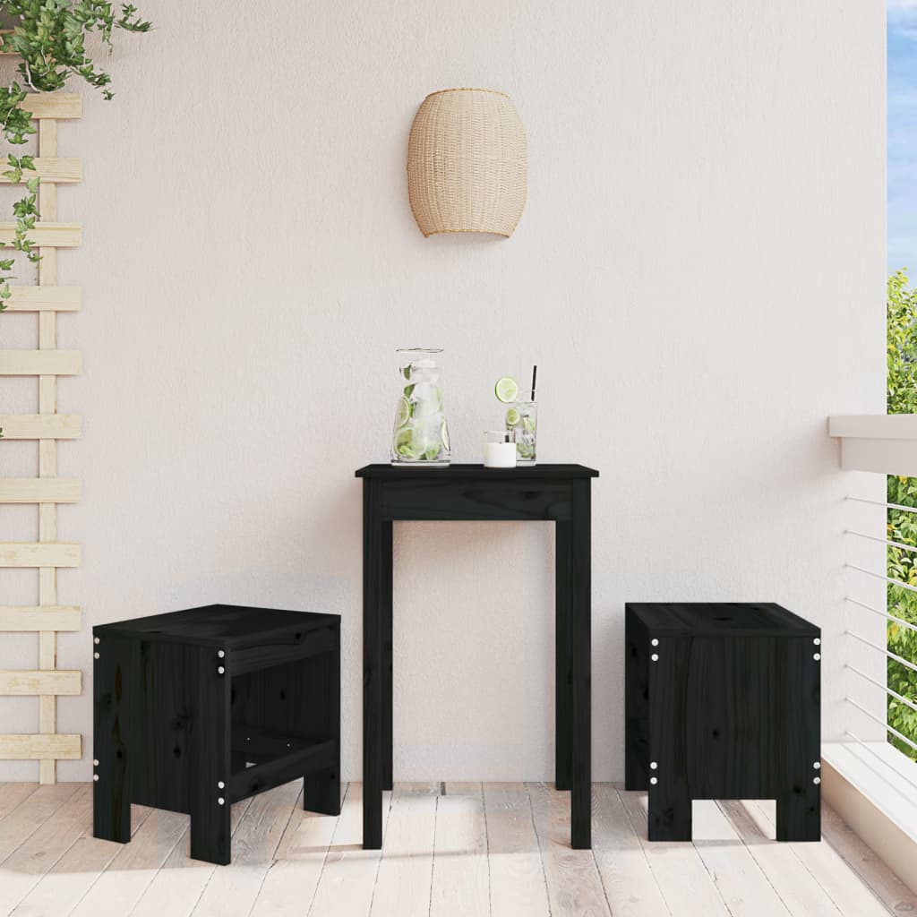 Bancos de jardim 2 pcs 40x36x45 cm pinho maciço preto