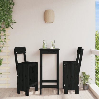 Cadeiras de bar 2 pcs 40x48,5x115,5 cm pinho maciço preto