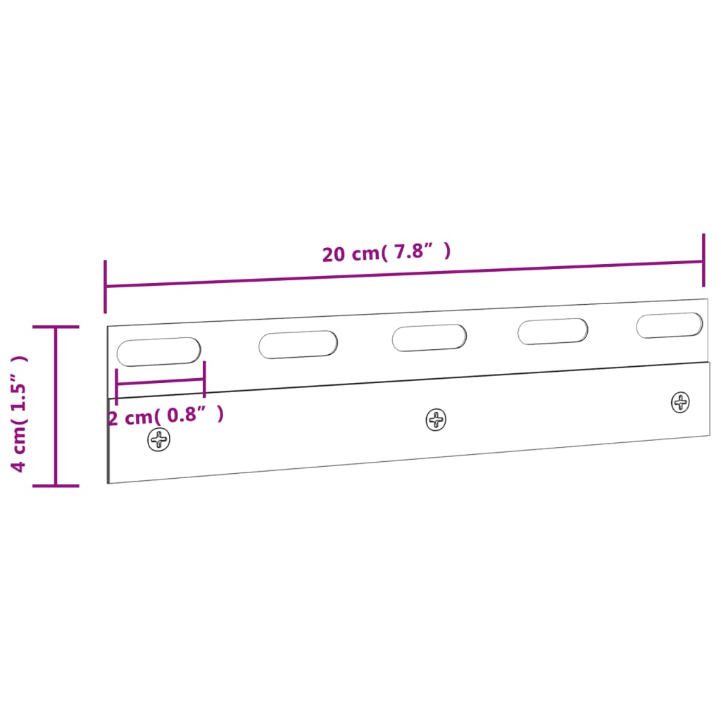 Placas de fixação 6 pcs 20 cm aço inoxidável prateado