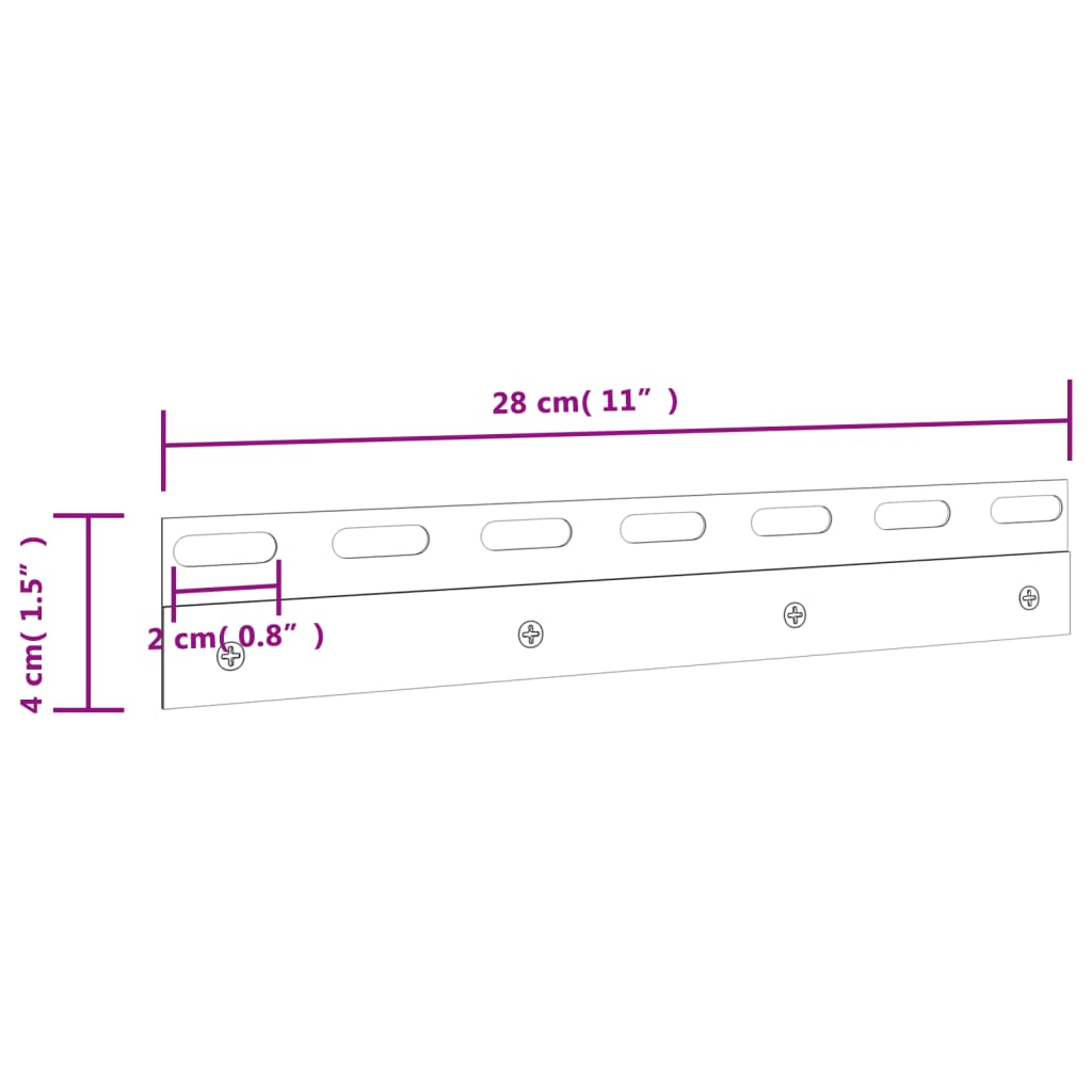 Placas de fixação 4 pcs 28 cm aço inoxidável prateado