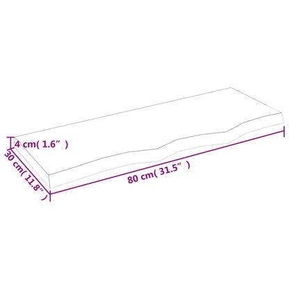 Prateleira de parede 80x30x(2-4) cm carvalho maciço não tratado