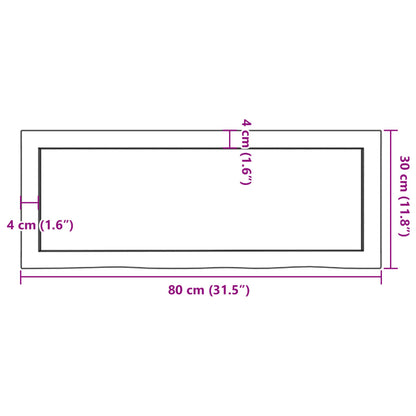 Prateleira de parede 80x30x(2-4) cm carvalho maciço não tratado