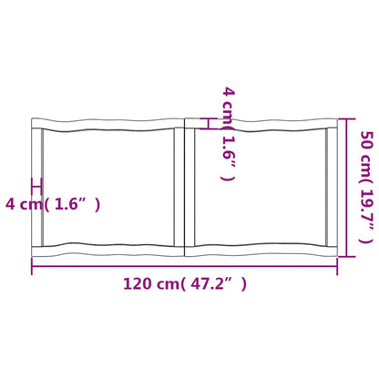 Tampo mesa 120x50x4 carvalho tratado borda viva cinza-escuro