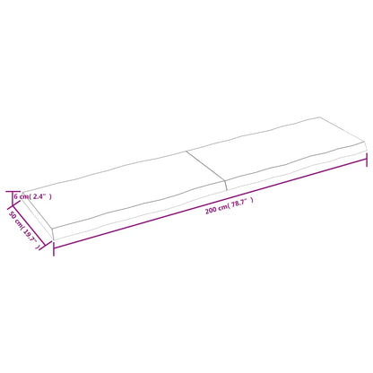 Tampo mesa 200x50x6 carvalho tratado borda viva cinza-escuro