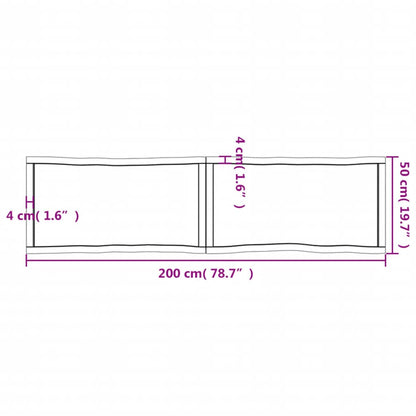 Tampo mesa 200x50x6 carvalho tratado borda viva cinza-escuro