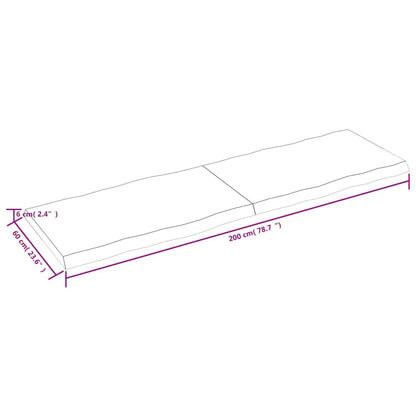 Tampo mesa 200x60x6 carvalho tratado borda viva cinza-escuro