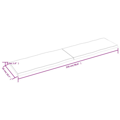 Tampo mesa 220x50x4 carvalho tratado borda viva cinza-escuro