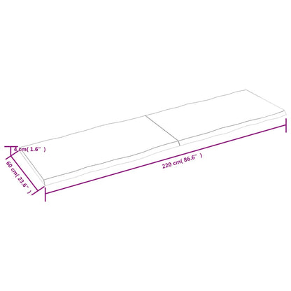 Tampo mesa 220x60x4 carvalho tratado borda viva cinza-escuro