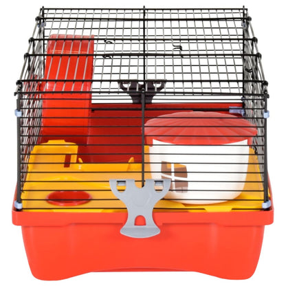 Gaiola p/ hamster 58x32x36 cm polipropileno e metal vermelho