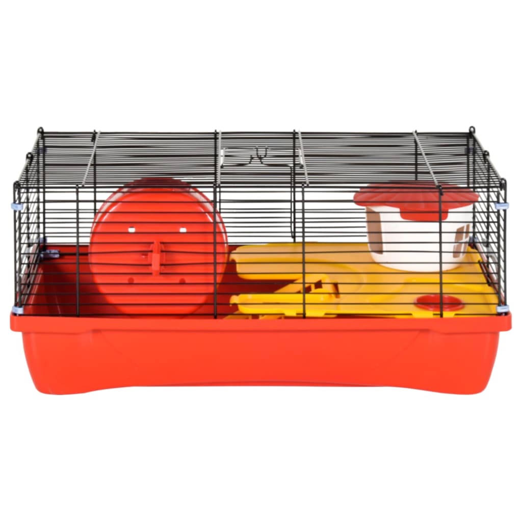 Gaiola p/ hamster 58x32x36 cm polipropileno e metal vermelho