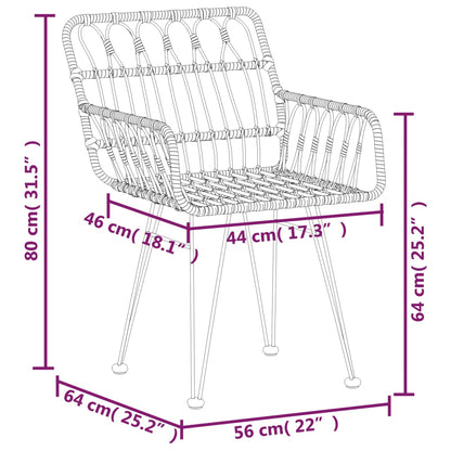 3 pcs conjunto de jantar para jardim vime PE